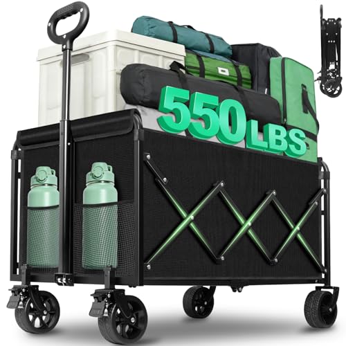 Upgraded Heavy Duty Foldable Wagon (Black_550lbs)