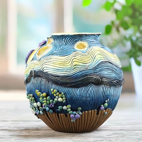 Abstract Face Head Planter Picasso Colorful Art Resin Flower Pot