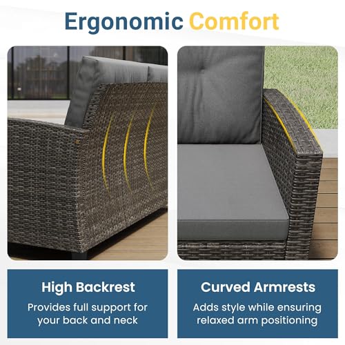 4 Piece Patio Furniture Set (Dark Gray / 4)