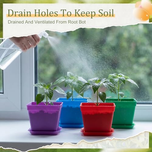 100 Pcs 4 Inch Small Plants Pot Bulk Flower Pots (Colorful)