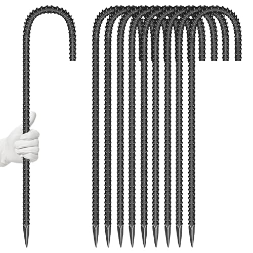 10 Pieces 16 Inch Garden Ground Stakes Galvanized Steel J Shape Hook Rebar Stake (10 Count)