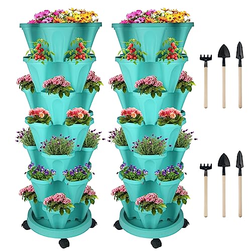Stackable Planter (Teal / 7Tier-2 Pack)