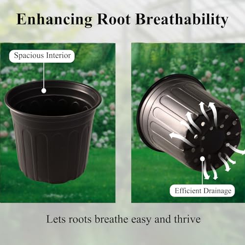 100 Pack 5 Gallon Flexible Plant Nursery Pots for Plants with Drainage Hole (5 Gallon)
