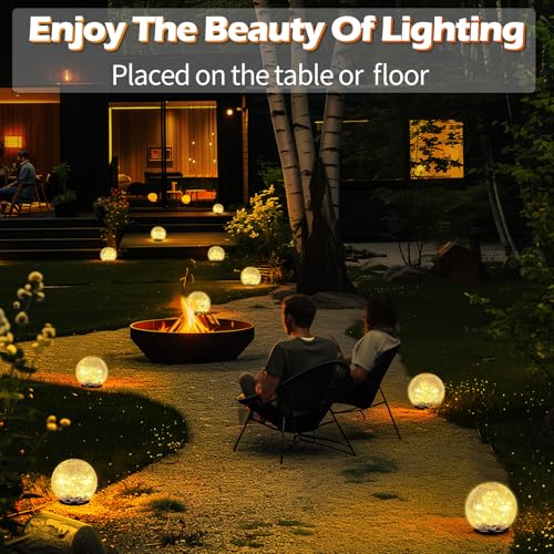 Garden Solar Ball Lights Outdoor Waterproof 80LED Cracked Glass Globe 5.9'' (5.9 Inch)