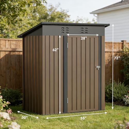 Shed Outdoor Storage Shed Metal (Brown / 5'*3')
