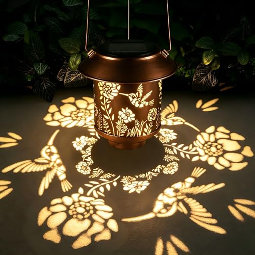 Solar Lantern Lights Outdoor Hanging Garden Light Decor Gifts Hummingbird (Hummingbird-01)