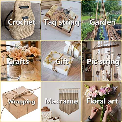 PerkHomy Garden Twine Strong Natural Jute 800 Feet Long Brown Twine for Gardening Tomato Climbing Plant Tie Floristry Crafts Gift Wrapping Packing Decor (Brown / 2mm x 800ft)