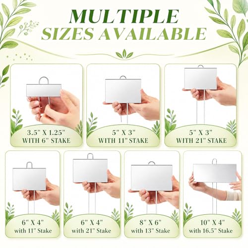 12 Pcs Large Plant Marker (4'' X 6'' with 21'' Stake / Silver)