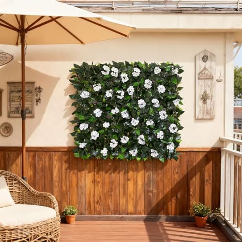 Expandable Fence Privacy Screen for Balcony Patio Outdoor (WHITE FLOWER)
