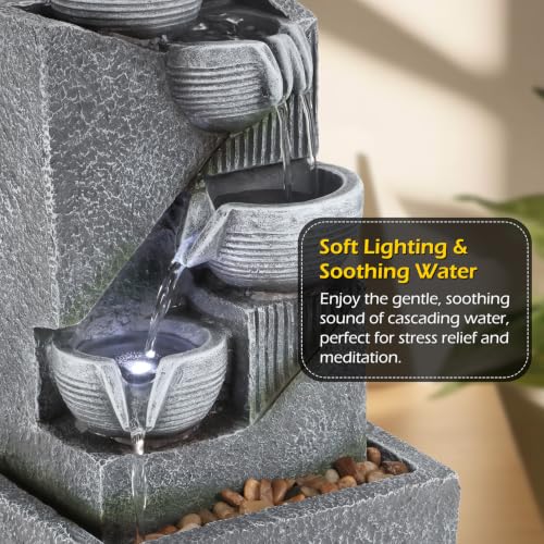 Tabletop Water Fountain Waterfall Fountains Indoor with LED (Style 15)