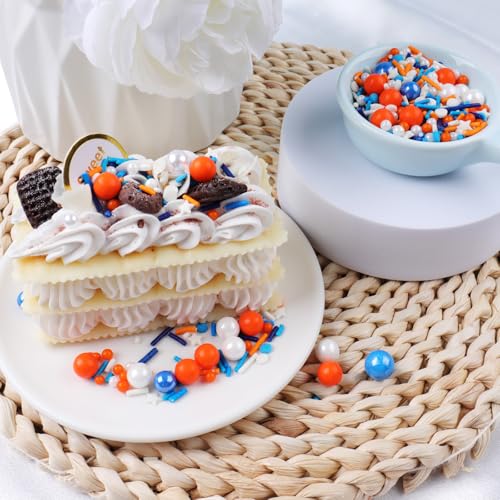 Orange and Blue Sprinkles for Cake Decorating (Blue Orange White)