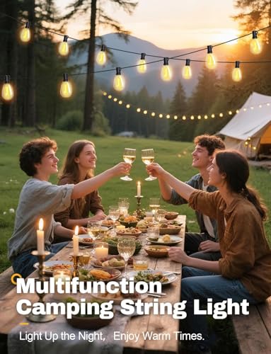 60FT Solar String Lights Outdoor with Remote and 16+2 LED Shatterproof Bulbs Dimmable & Timing 3 Light Modes Solar Patio String Lights for Cafe (60FT-Solar)