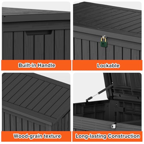 Outdoor Storage Box Waterproof Large (Black / 180 Gallon)