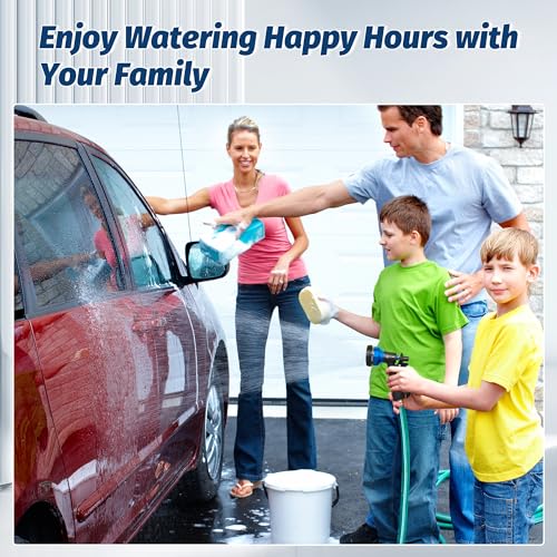 Garden-Hose-Nozzle, 2 Pack ABS Water Spray Nozzle with Heavy Duty 7 Adjustable Watering Patterns,Slip Resistant for Watering Plants,Lawn& Garden,Washing Cars,Cleaning,Showering Pets - Blue (Blue)
