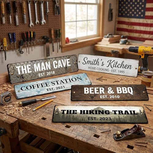 Personalized Garage Sign (Diamond Plate Metal)