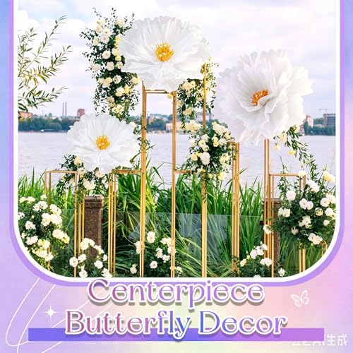 3 Pcs Giant White Silk Flowers Decoration for Wedding (Flower / White)