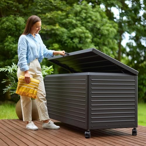 205 Gallon Outdoor Storage Box with Wheels & Soft (205 Gallon / Charcoal)