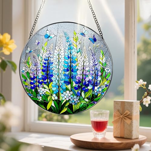 8 Inch Stained Glass Ornament (Lupine Butterfly)