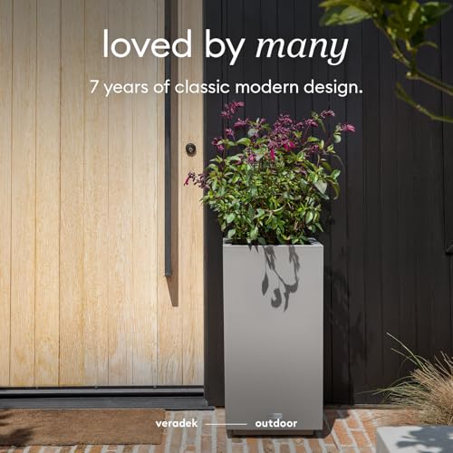 Block Series Pedestal Planter (Gray / 26"H x 13.5"W)