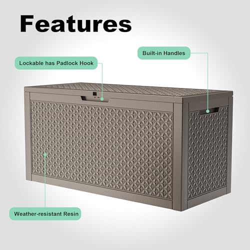 121Gal Outdoor Storage Box Waterproof Deck Box (Grey / 130 Gallon)
