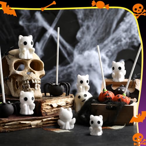 50 Pcs Halloween Mini Ghosts Figurines Resin Tiny Ghosts (Cat)