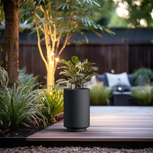 Accent Round Tapered Black Concrete Planter 20.1" Tall (Black / 12.6"Dia x 20.1"H)