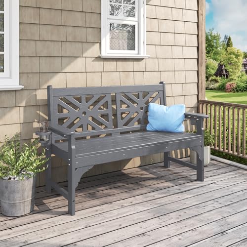 Oversized Outdoor Bench Set of 2 (Grey / 2pcs)