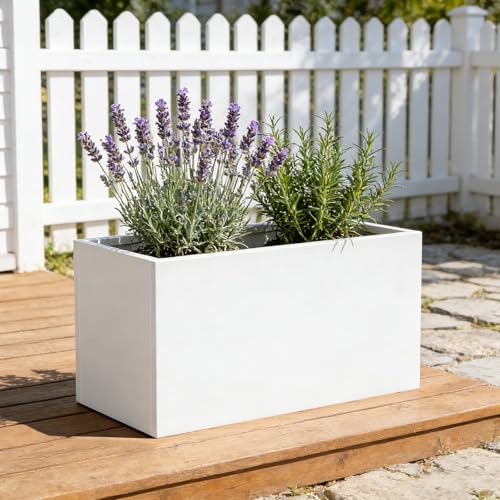 Metal Rectangular Planter 36" L x 15" W x 15" H (White / 36" L x 15" W x 15" H)