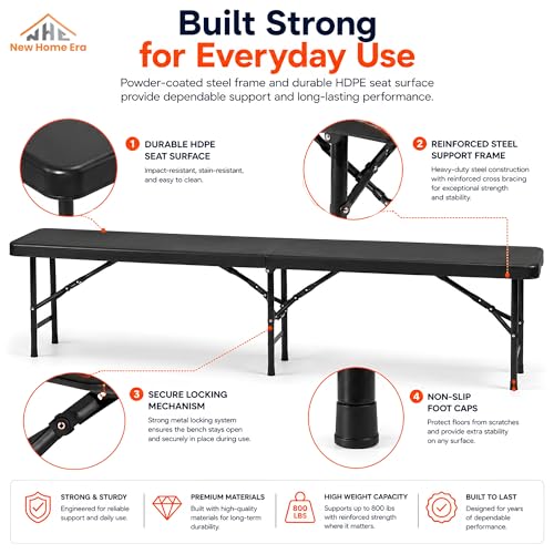 Plastic Folding Bench (8 feet / Black)