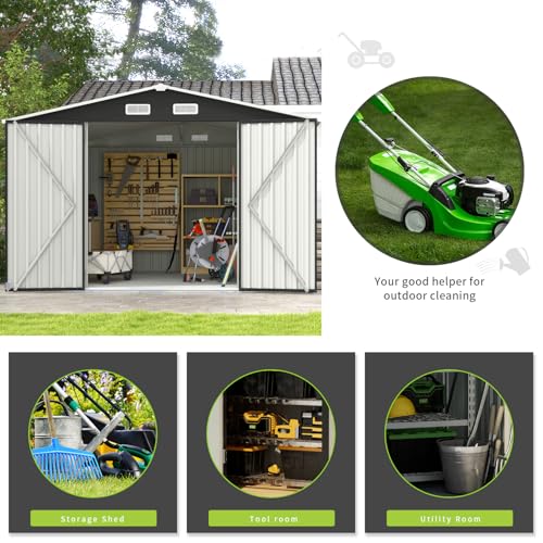 10 x 8FT Outdoor Storage Shed with Double Hinged Large Door (Black / 10'x8')