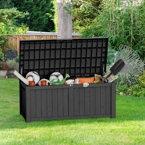150 Gallon Deck Boxes Outdoor Waterproof (Black / 150 GAL)