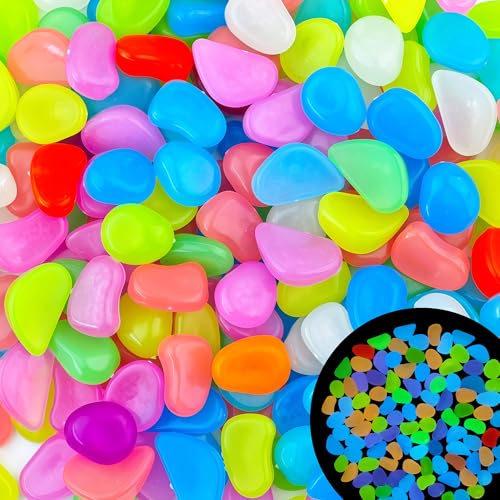 500PCS 1 1.2" Glowing Rocks Luminous Pebbles Glow in The Dark Rocks Luminous Stones for Driveway Walkway Potted Plants Fish Tank (500 Count)
