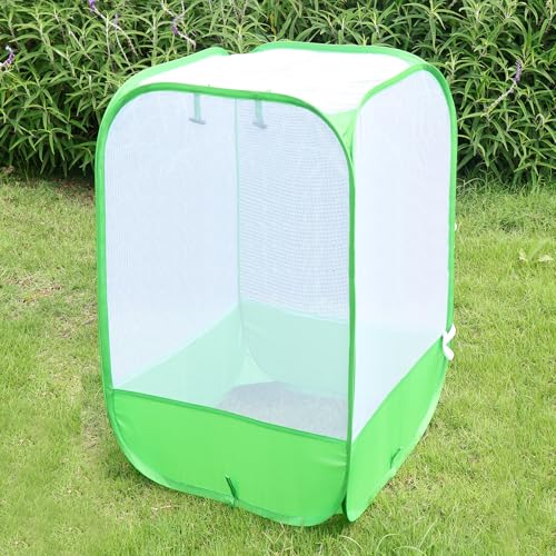 36" Large Mesh Plant Cover for Outdoor (White with Green / 24 x 24 x 36 inches)