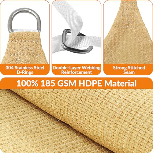 21'X31' Sun Shade Sail Sand Curved Square Customizable (Sand / 21'X31' custom)