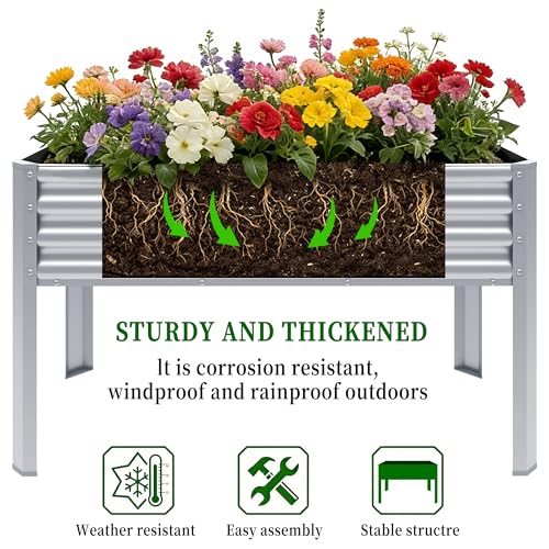 Galvanized Raised Garden Bed with Legs (43"x24"x32" / Sliver(1PCS))