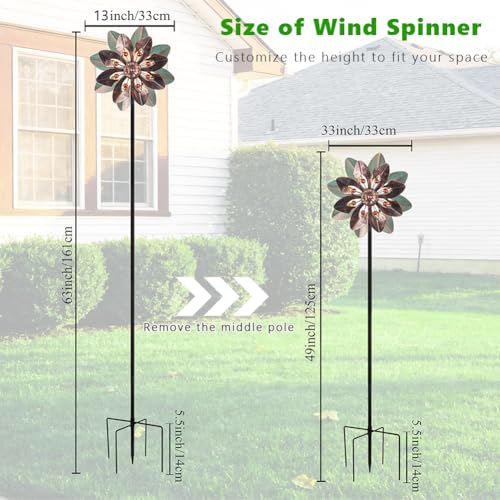 Wind Spinners Outdoor with 2 Blades (13"(Light Green & Antique Bronze))