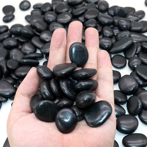 Black Polished Rocks for Plants
