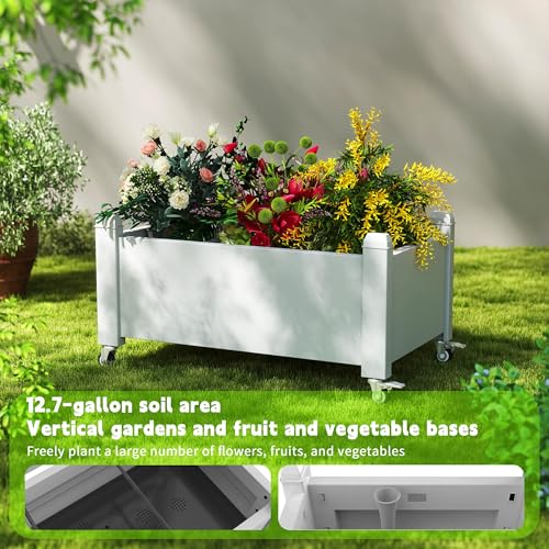 Small Raised Garden Bed with Wheels (Ashen / 30.04*17.72*17.56)