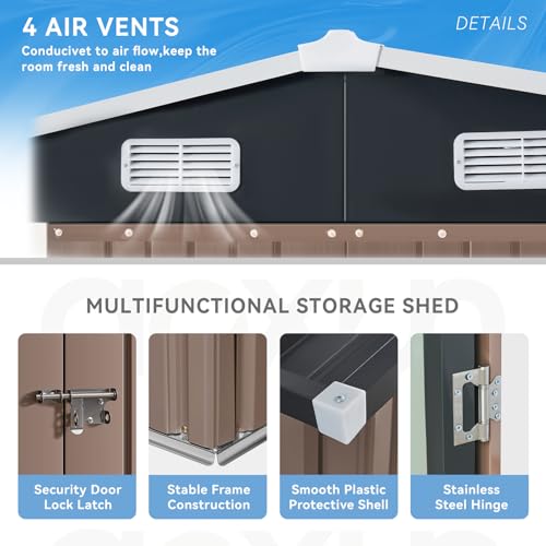 8x6 FT Outdoor Storage Shed (Brown / 8'x6')