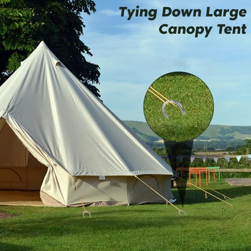 12 inches Tent Stakes Heavy Duty 12 (J-12"x5/16"-12pcs / J Shape-Silver)