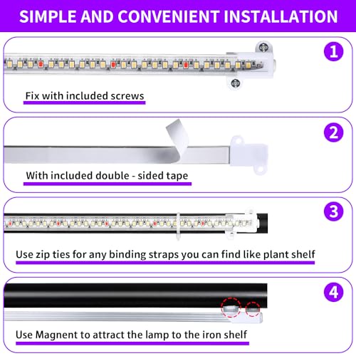 LED Grow Light Strips for Indoor Plants (Red / White / 16Inch 2 Head 2 Pack)