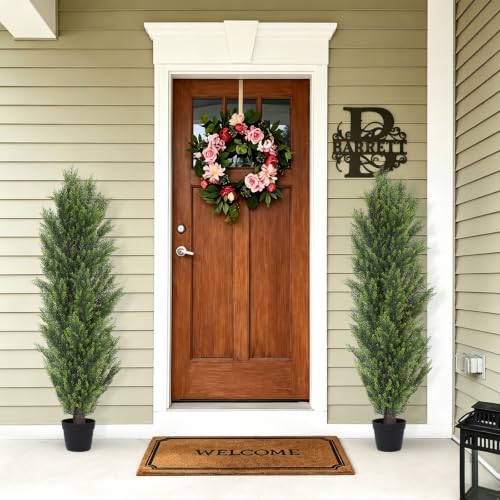 5FT Tall Artificial Topiary Cedar Trees Outdoor Set of 2 (5 Foot / Yellow Green)