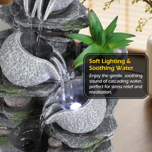 Water Fountain Tabletop Waterfall Fountains Indoor with LED (Style 14)