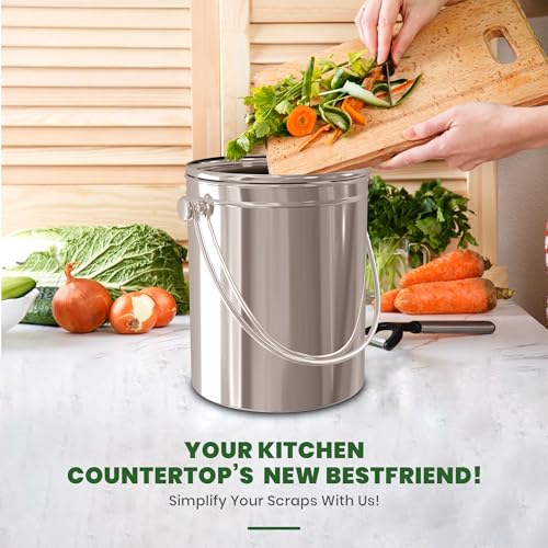 Countertop Compost Bin 1 Gallon (1 Gallon (Pack of 1) / Silver)