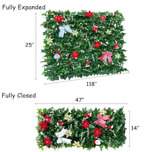Expandable Fence Privacy Screen for Balcony Patio Outdoor (Christmas-Ivy)