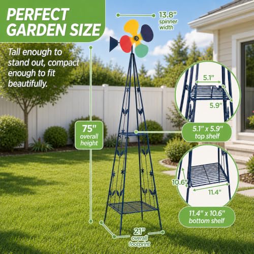 6FT Windmill for Yard Garden Decoration (Dark Blue)