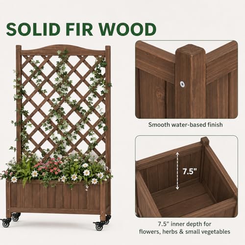 2 Pack Trellis Raised Garden Bed Trellis for Climbing Plants (Dark-brown / 49.8"H × 27.5"W × 13"D)