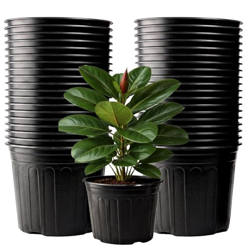 50 Pack 5 Gallon Flexible Plant Nursery Pots for Plants with Drainage Holes (5 Gallon)