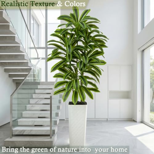 Artificial Dracaena Tree (Dark Green – White Pot / 7FT)