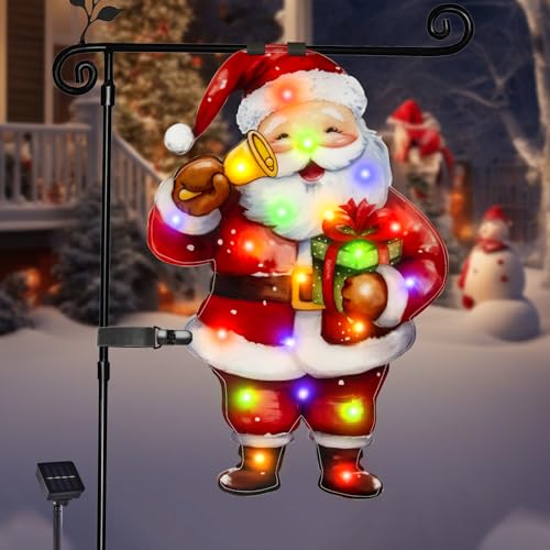 28x40 Lighted Christmas Santa Garden Flag (Santa-Colorful-28x40 / 28×40inch)